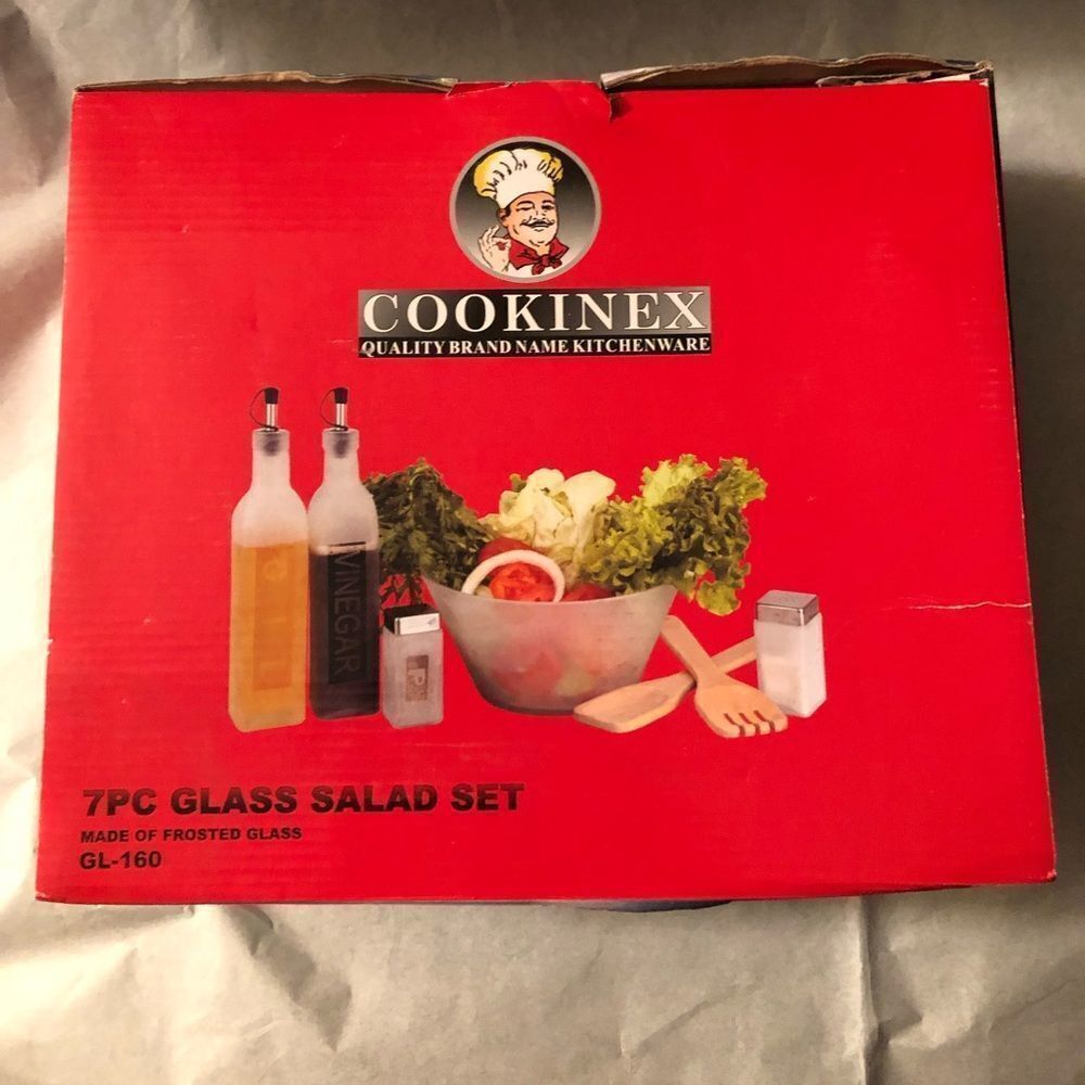 Cookinex 7 PC Glass Salad Set NIB